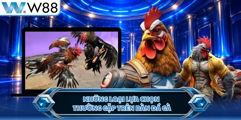 Những loại lựa chọn thường gặp trên bàn đá gà